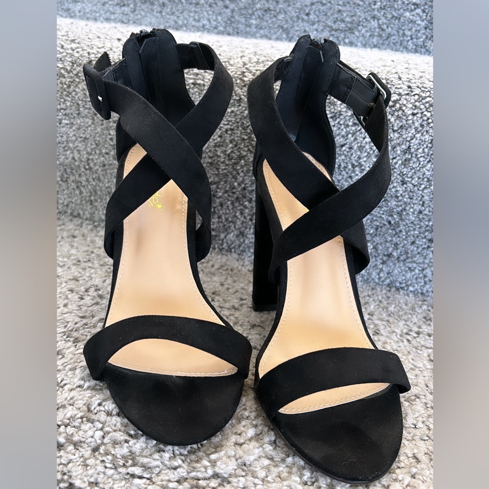 SHOEDAZZLE STRAPPY BLOCK HEEL